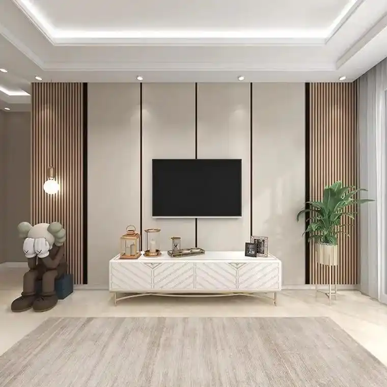 轻奢3d立体格栅墙纸电视背景墙壁纸客厅沙.#轻奢3d立体格栅 - 抖音