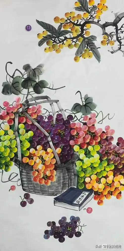 工笔精品葡萄《硕果累累》七幅,晶莹剔透,香满金秋