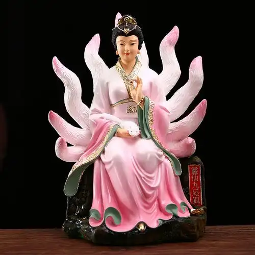 九尾狐仙神像12寸16寸狐仙娘娘家用供奉灵狐旺桃花狐仙佛像 16寸38