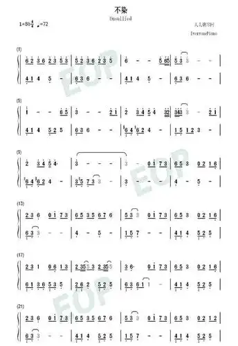 不染~往后余生钢琴弹唱简谱不染-完美版双手简谱预览1音芙曲谱丨《不