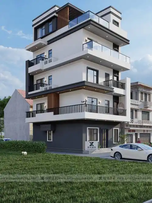 广东揭阳丨面宽7.4米五层现代风格自建别墅_建筑_公卫和_外墙