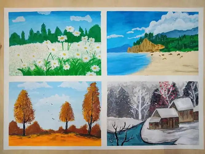 水粉画  我们的大一已完美度过,也经历了属于我们大一的春夏秋冬