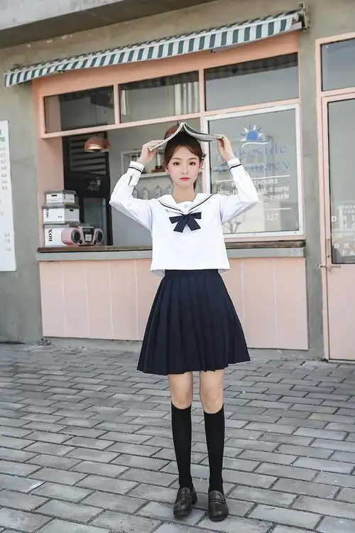 岸京学院风校服正统jk制服套装日本水手服女学生班服软妹裙中间服