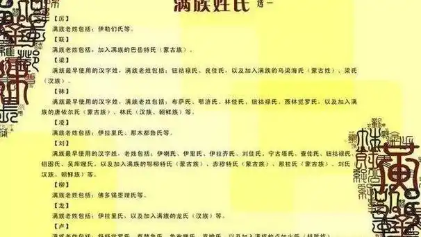满族用汉姓对照表改姓氏满族人为什么要改汉姓