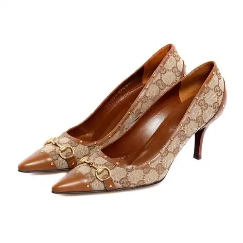 gucci(古驰)棕色logo帆布女鞋 37.5