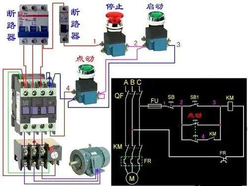 交流接触器热继电器时间继电器接线图