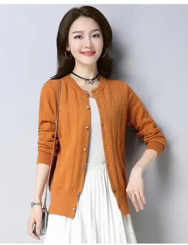 毛衣女针织衫2018春装新款韩版纯色外搭圆领女装开衫外套厂家直销