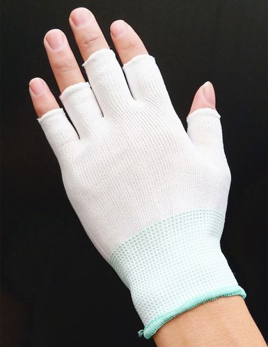 手套采茶两指薄款尼龙男高弹贴手劳保手工工活防护手套