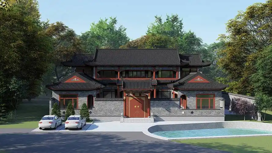 湖南衡阳丨23×21m乡住二层中式别墅,整体造型设计颇具复古韵味