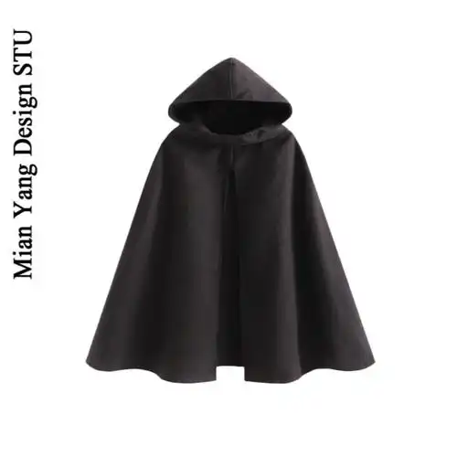 斗篷小众宽松松开暗黑风衣个性神秘罩衫袍子毛呢外套