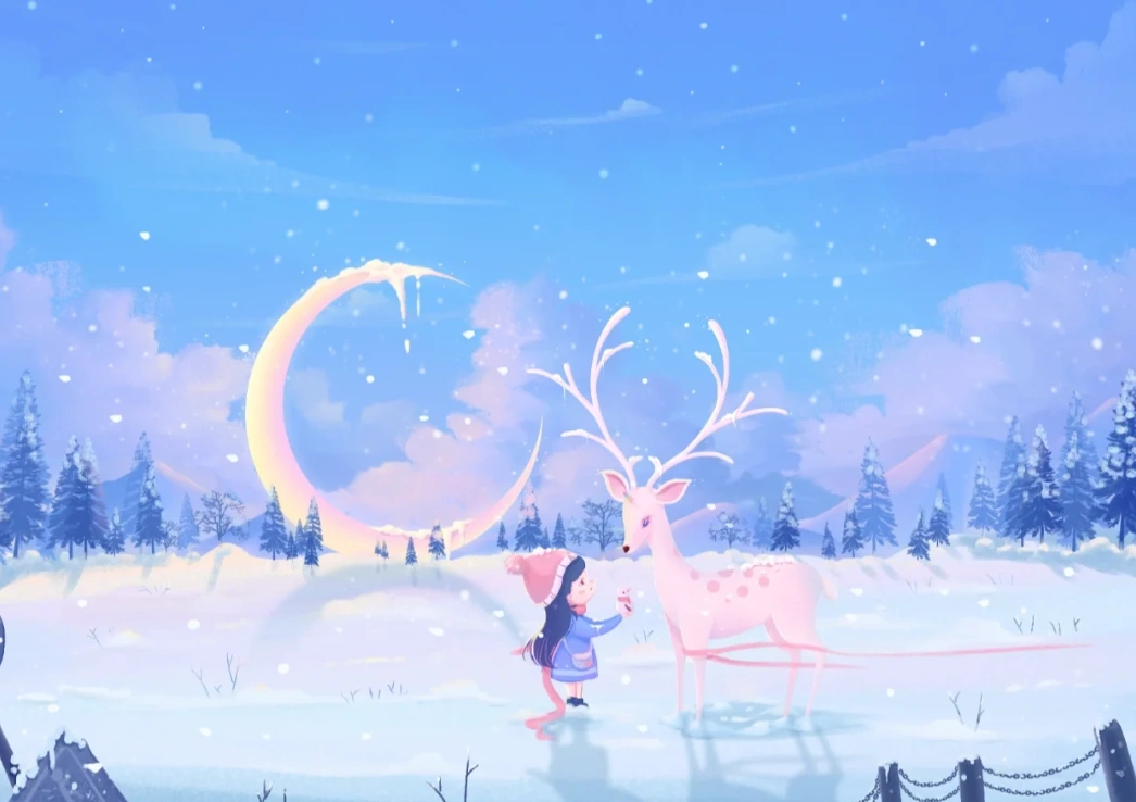 唯美梦幻的麋鹿图片