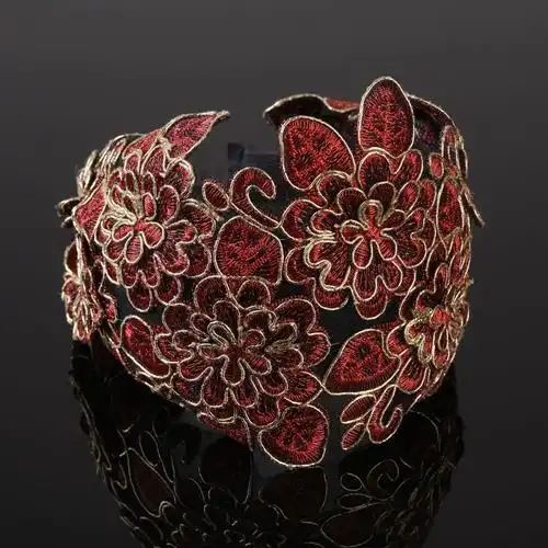 韩国遮碎发白发宽边显脸小发箍蕾丝发卡发饰刺绣花头箍女发带头饰