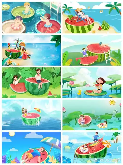 夏天来啦75卡通风西瓜背景图分享