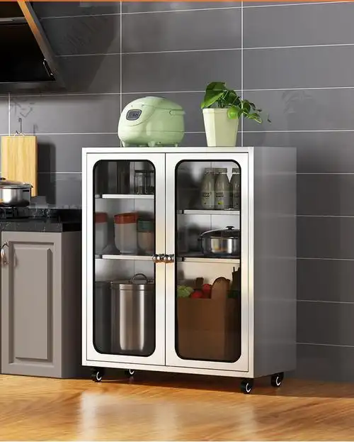 豹点304加厚不锈钢厨房碗柜餐边柜餐厅储物柜厨房置物柜家用收纳柜子