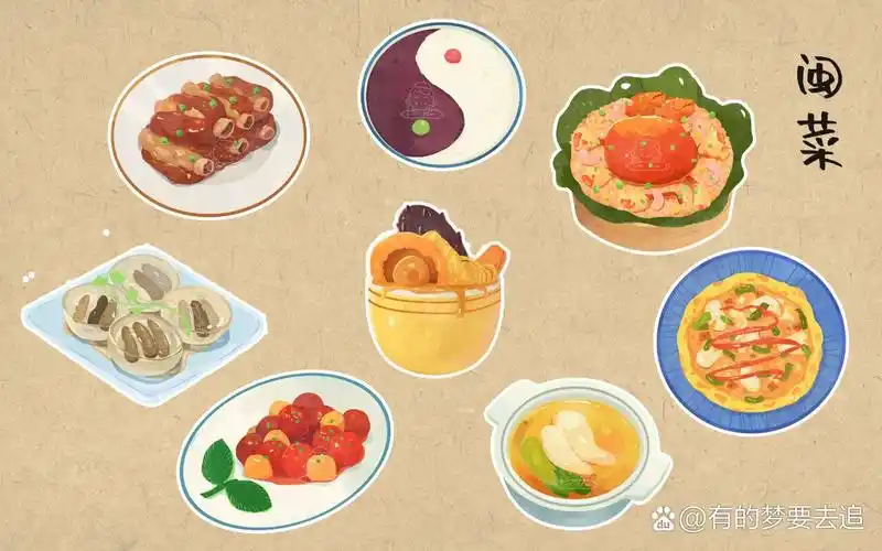 手绘卡通八大菜系之闽菜