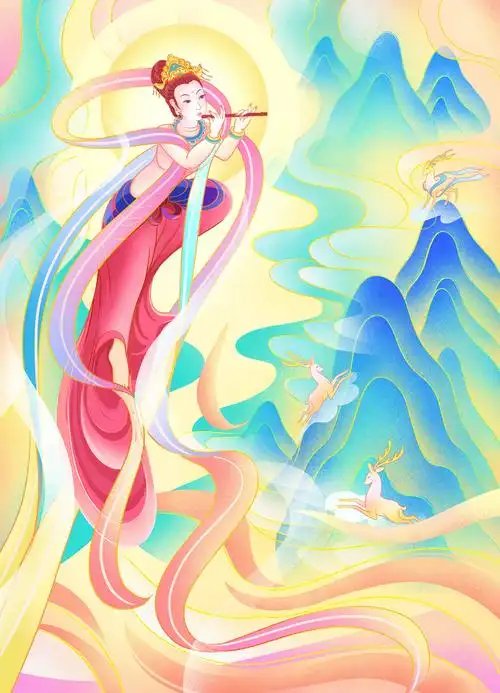 敦煌飞天仙女藻井装饰