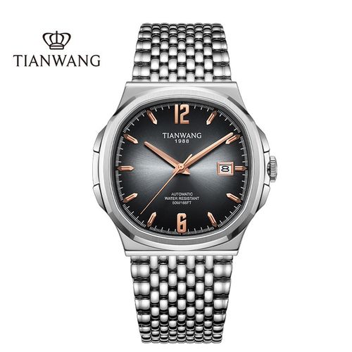 天王表新款蔚系列商务休闲机械表蝴蝶扣男表51233