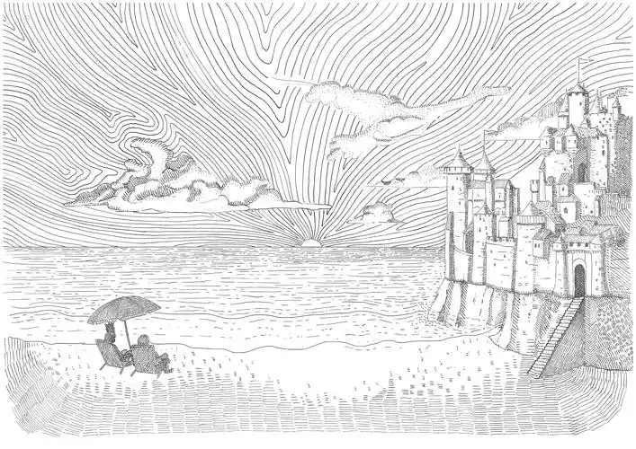 童话绘本《金鹅》钢笔线稿