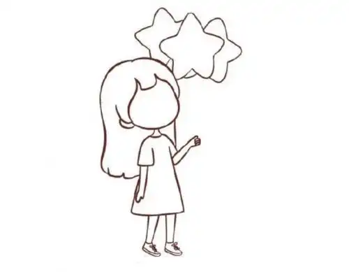 小女孩侧身简笔画可爱