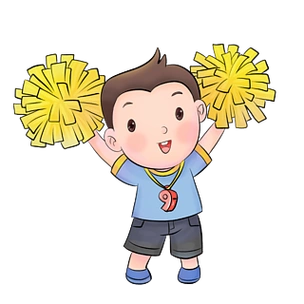 卡通少儿小学生运动会啦啦队开心加油表情