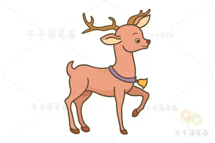 亲子画麋鹿简笔画