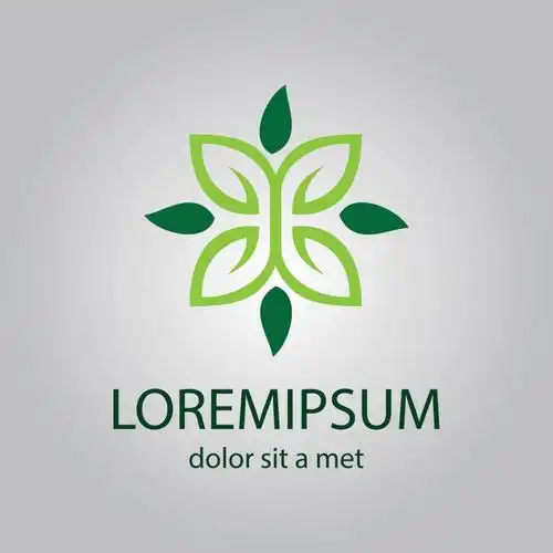 创意矢量天然绿色植物抽象现代标志设计