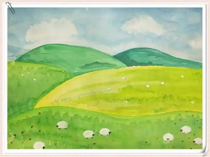 水粉画草原
