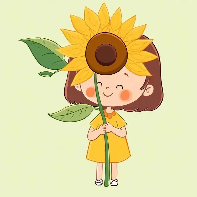 治愈系美图:向日葵女孩,仿佛阳光下的小精灵.#头像# #微信头像