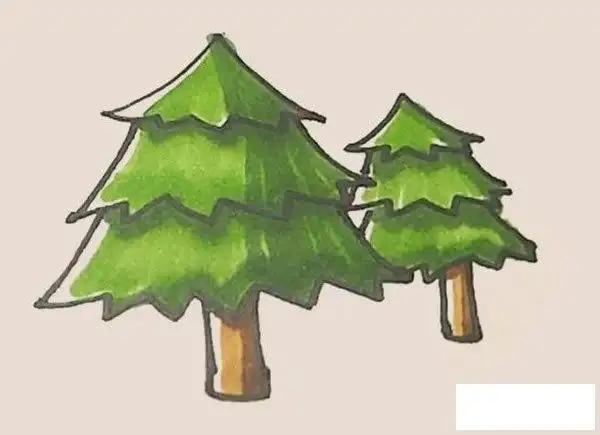 松树简笔画的画法步骤图