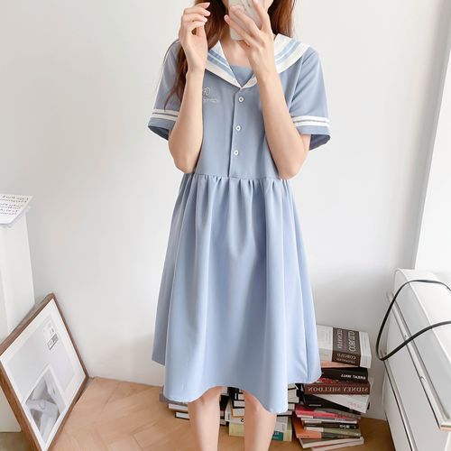 外贸原单出口学院风连衣裙女夏少女日系学生裙子仙女超仙森系