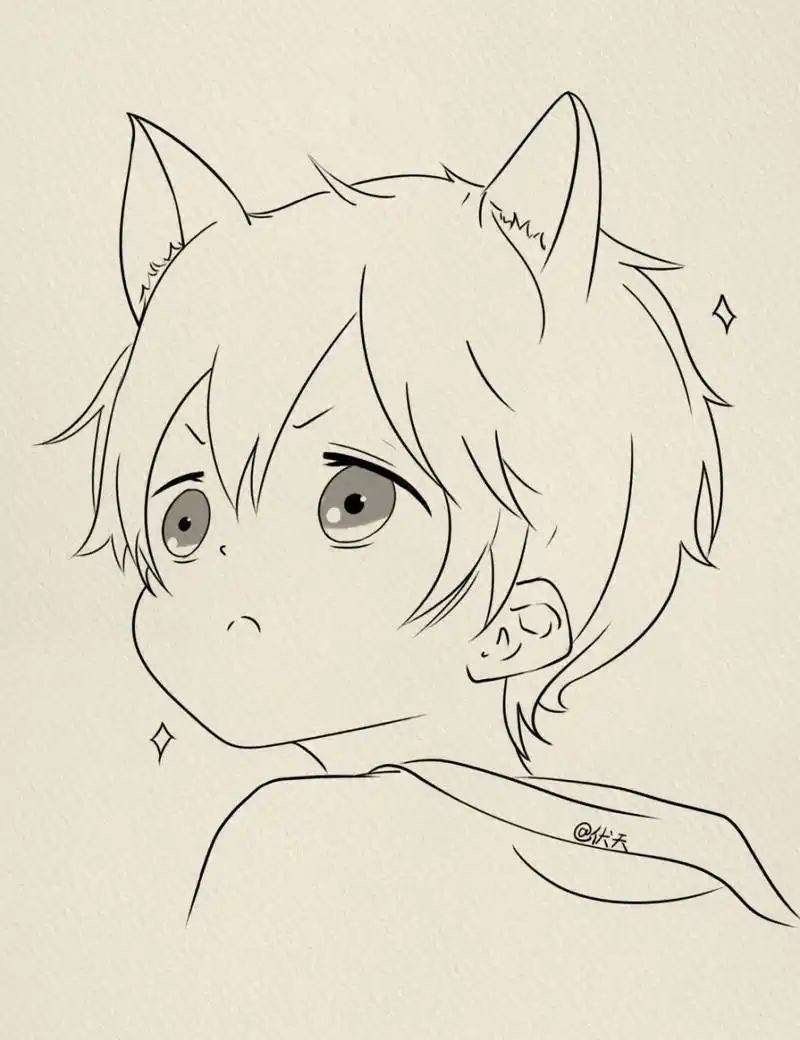 可爱简笔画(103) #寻找小红书绘画大神# #动漫男头