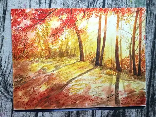 水彩| 午后的枫叶