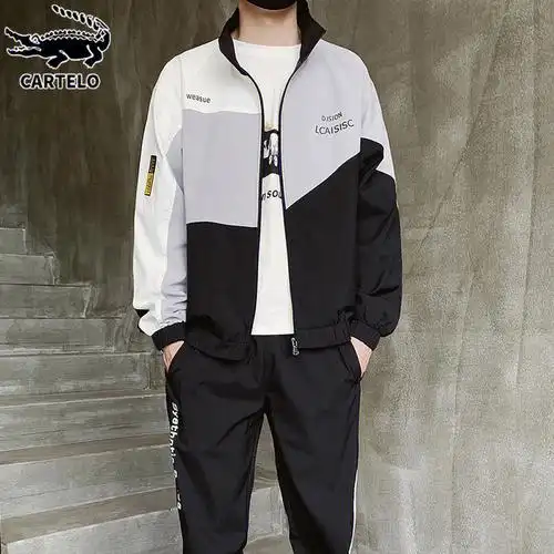鳄鱼秋季夹克运动服套装男士外套2022新款帅气搭配休闲衣服男一套