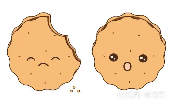 可爱回力卡通饼干上白色背景矢量图孤立