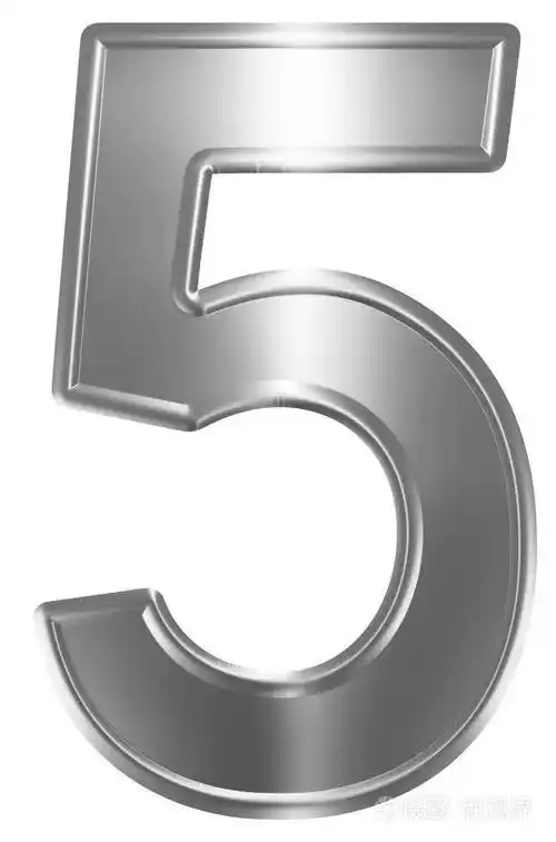 数字5五隔离在白色背景3d渲染上