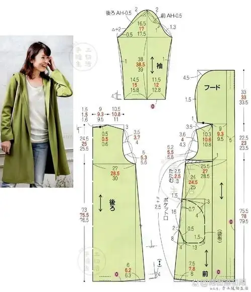 中长款风衣.女士裁剪图