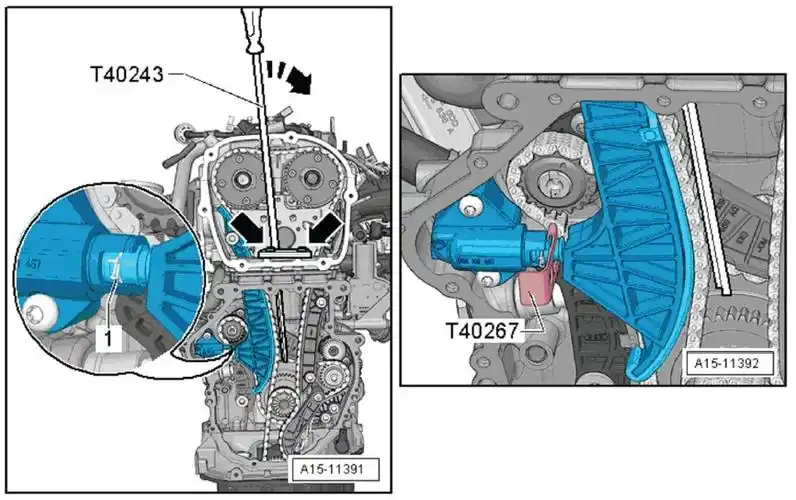 audiq5凸轮轴正时链拆卸和安装图