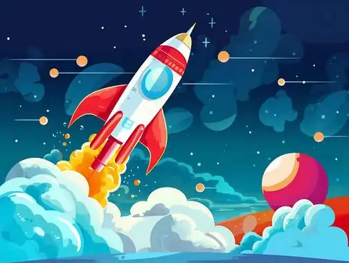 航天火箭飞入太空卡通