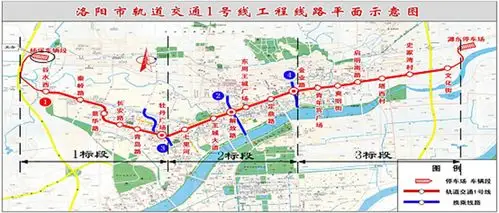 洛阳市轨道交通1号线03标段线路走向图