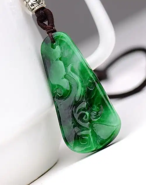 a货翡翠花青种满色浓翠福在眼前吊坠