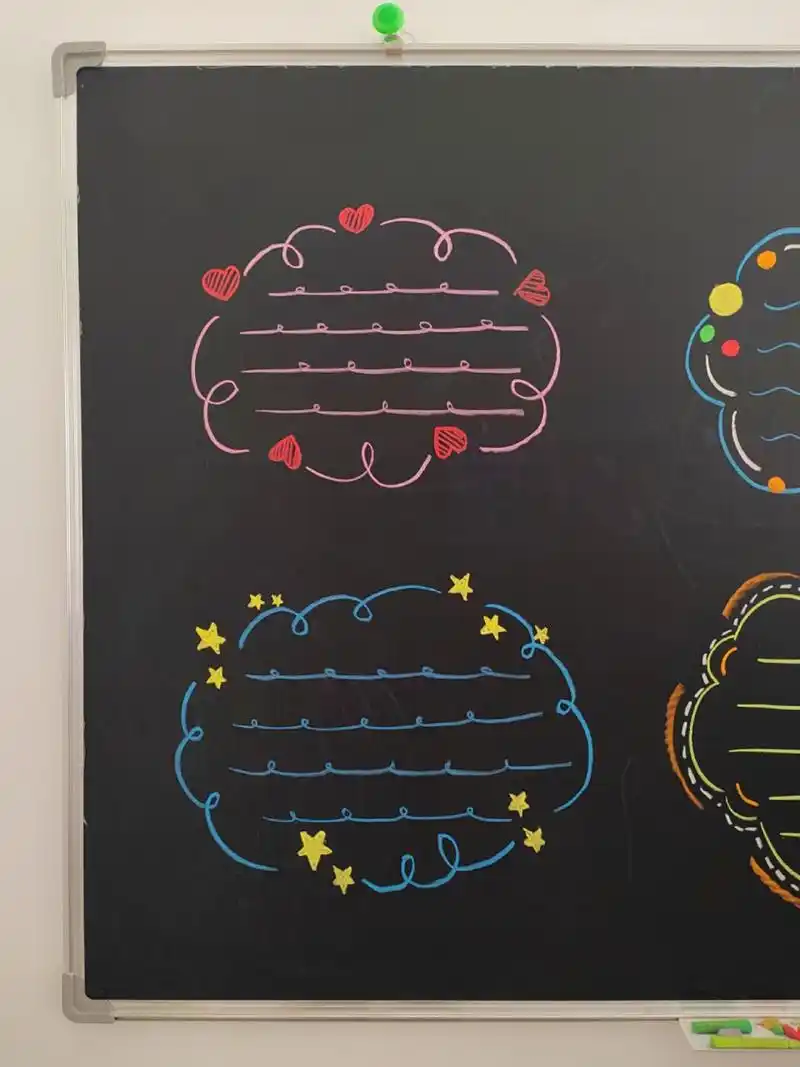 粉笔画|黑板报边框 简单又好看的黑板报边框,也可以用来画手抄报