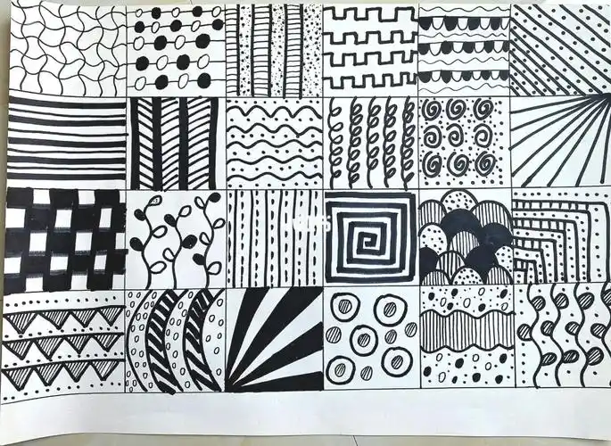 线描  #黑白线描  幼儿园控笔线条#儿童创意线描