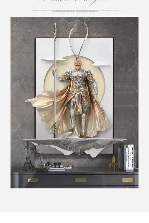 斗战胜佛壁画入户玄关装饰画走廊过道斗战胜佛立体壁