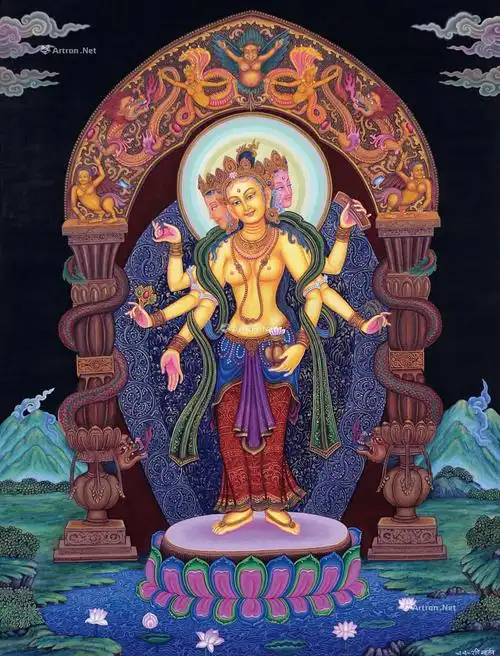 0146 纽瓦丽 六臂观音 唐卡