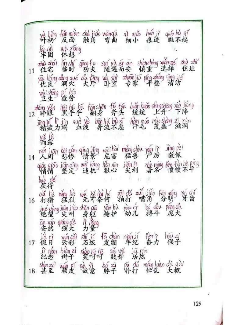 部编版四年级上册词语表拼音 下学期就要学四年级上册了,暑假留点词语