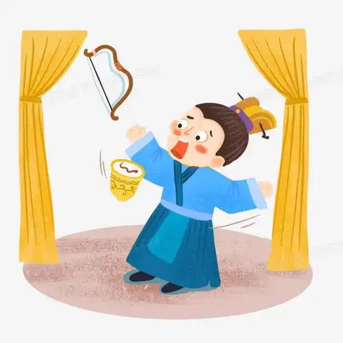 手绘卡通杯弓蛇影插画免抠元素