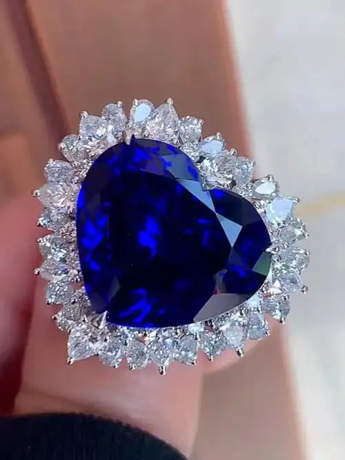 海洋之星坦桑石钻石戒指ansen jewelry bank摩根石和蓝宝石都是心头爱