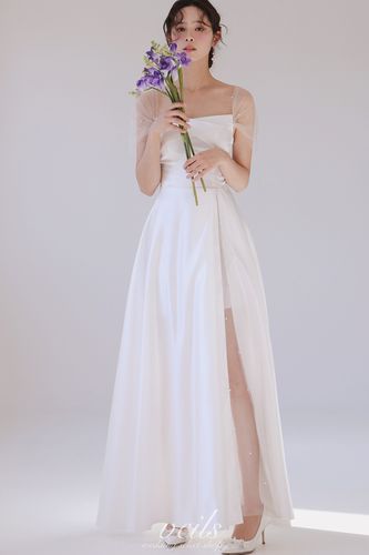 一字肩抹胸婚纱