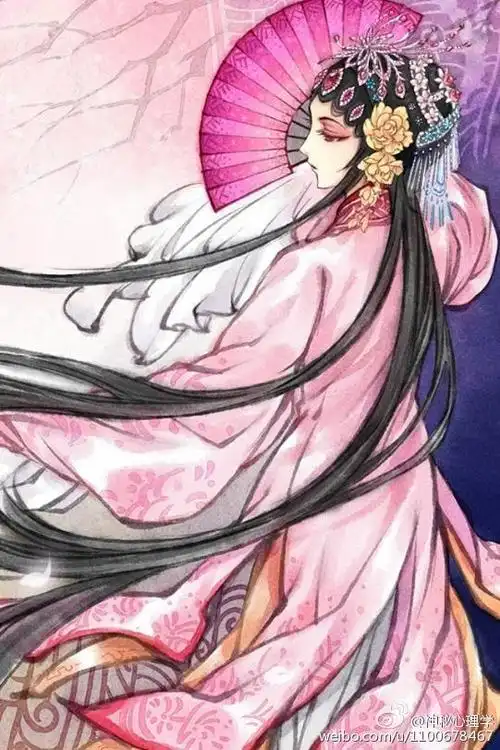 戏子 古风 京剧 美人 手绘 插画 古装 古韵
