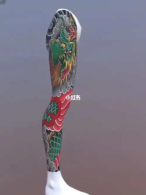 3d效果盘龙腿纹身东莞纹身也清新瘦腿高效瘦腿攻略纹身